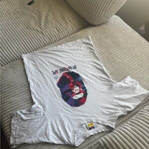 Bape White Tee with Colorful Logo